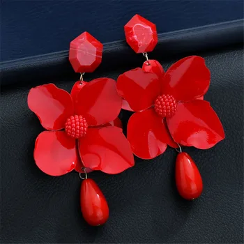 Шарм Brincos 6 Цвята на Емайла Метални Обеци С цветя За Жени Реколта Големи Дълги обеци, Модни Бижута Цени на Едро