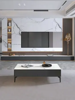 Шкаф за телевизор на каменна платформа, комбинацията от чаено маса, модерна проста всекидневна, малък шкаф за телевизор