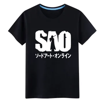 Японската тениска с изображение на меча Онлайн, аниме SAO, светещ мъжка тениска с къс ръкав, модни женски мъжки памучни тениски, потници