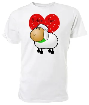 Аз обичам овца. Тениска с изображение на овцете. Класическа къса тениска с кръгло деколте