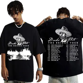 Графична тениска Drake 2024 The Bridge Tour, мъжки модни реколта тениски в стил хип-хоп, мъжки ежедневни ризи оверсайз с къс ръкав, потници