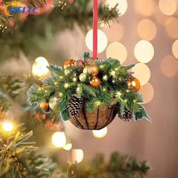 Дървена декорация във формата на Коледна кошница във формата на Коледна Елха, Коледна Украса, Коледни декор, честита Нова Година