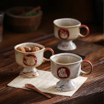 Керамични чаши за Кафе в ретро фурна стават груби, Висококачествена Керамична купа с Лунен Заек, чаша за следобеден чай