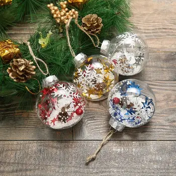 Коледен домашен ЛЮБИМЕЦ, Прозрачна Снежинка, Коледна топка за интериора, Висулка във формата на Коледна елха, Коледен Декор, Творчески Кръгла топка, Окачване