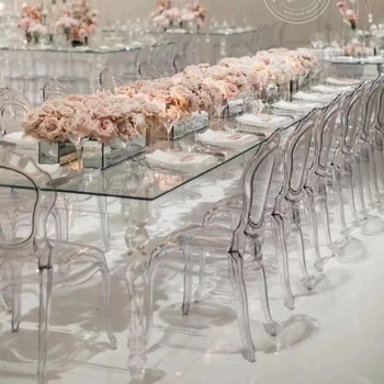 Луксозен Сватбен банкет в скандинавски стил, с Правоъгълна Кръгла маса, Модни Акрилна мебел, маса за Хранене за парти в хотел по повод Деня на раждане